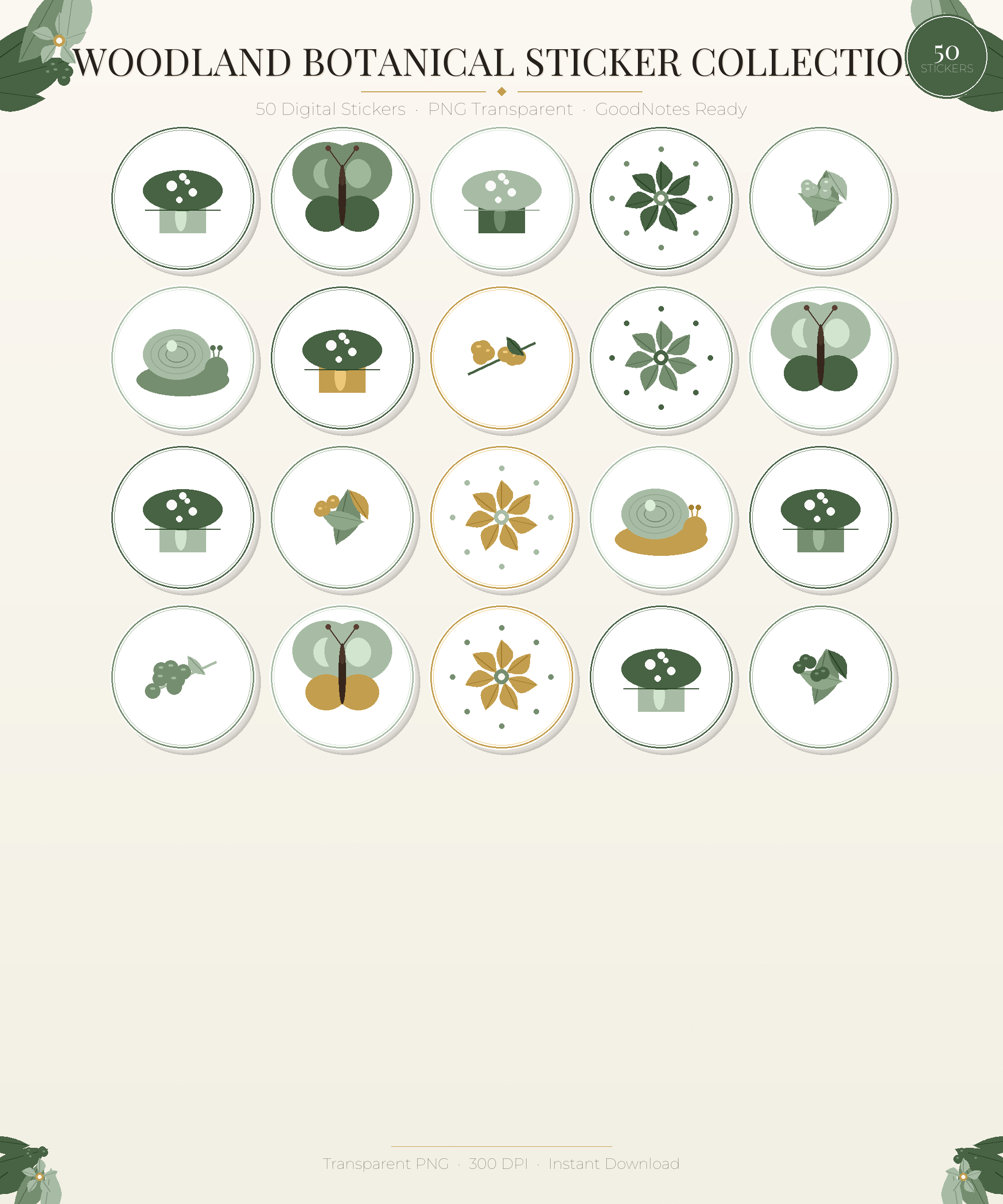 Cottagecore Mushroom Wildflower Sticker Set